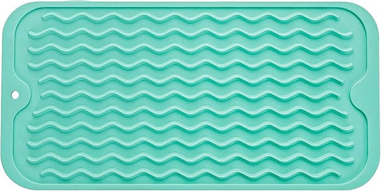 MicoYang Silicone Dish Drying Mat for Multiple Usage,Easy clean,Eco-friendly,Heat-resistant Silicone Mat for Kitchen Counter or Sink,Refrigerator or Drawer Liner Mint S 12 inches x 6 inches
