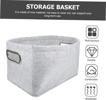 Hemobllo Felt Storage Basket Large Capacity Multi Purpose Organizer for Clothes and Sundries Lightweight Laundry Hamper for Home Bathroom Bedroom Light Gray