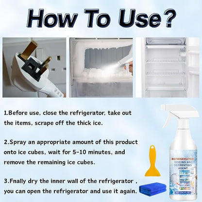 2PCS Freezer Defroster Spray,Defrosting Spray For Fridge Freezer,High Effective Refrigerator Defrosting Agent, Easy To Use, Fast Removal Of Ice, Can Be Used For Freezers, Refrigerators,Glass.