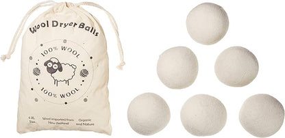 LuxmeCo Natural Organic Wool Laundry Dryer XL Premium Reusable Balls (Pack of 6) Fabric Softener
