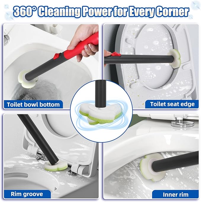 Disposable Toilet Brush Kit with 30 Refills, No-Touch Toilet Wand Cleaning System, Wall Mounted Toilet Bowl Cleaner for Bathroom, Sink, Bathtub – Hygienic Deep Cleaning