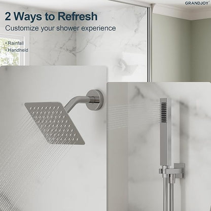 2-Spray Pattern 6 in.Square Shower head with Single Handle Shower Handheld Faucet 2.5 GPM in Polish Chrome