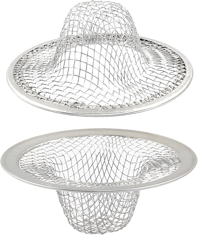 Piutouyar 2 Pack Stainless Steel Kitchen Sink Strainer, 2.8 Inch Diameter Mesh Basket Large Round Filter Kitchen Drain Strainer Food Catcher for Bathroom Bathtub Wash Basin Garbage