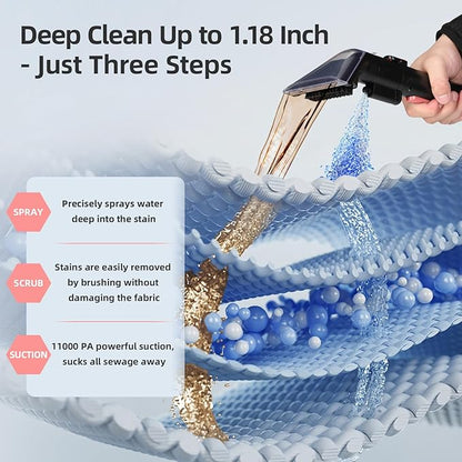 Carpet Cleaner Machine 11Kpa Strong Suction, New 450W Powerful Motor, Portable Upholstery Cleaner with Spot Cleaner, Stain Remover for Pet Accident, Rugs, Carpet and Upholstery Red