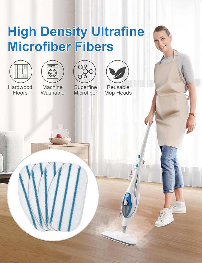 Steam Mop Pads Compatible with PurSteam ThermaPro 10-in-1 and ThermaPro 211 Steam Mop Cleaner Microfiber Pur steam Mop Replacement Pads Washable Reusable Steam Mop Pads for Steamer Floor Cleaning