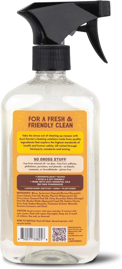 Aunt Fannie's All Purpose Wood Spray Cleaner, No-Wax Formula, Perfect for Wood Tables, Walls, Counters & Shelves, 16.9 Ounces, Lemon Scent (Pack of 6)