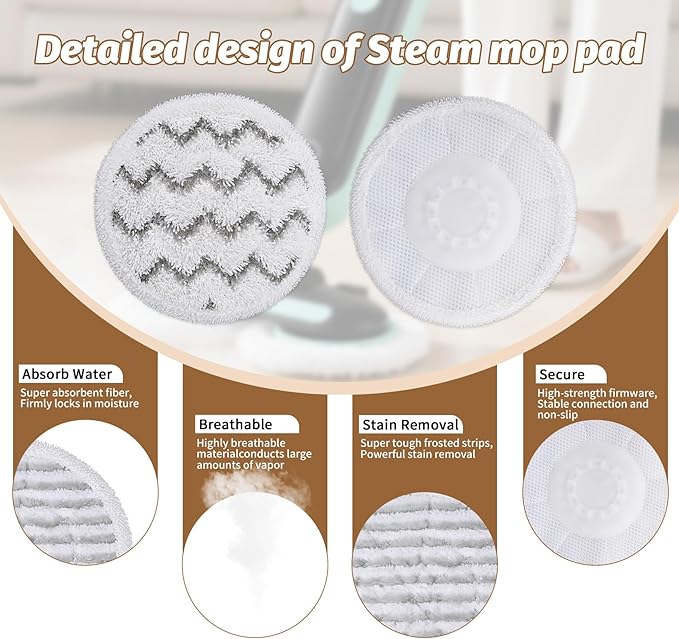 2 Pack Steam Mop Brush Head (Red) and 2 pack steam mop replacement pads (Gray), Upgraded Mop Pad Replacement Brush Heads Compatible with Shark Steam Mop S7000 S7001 S7020 S7005 S8021 S8001 etc