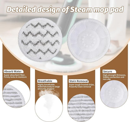 2 Pack Steam Mop Brush Head (Red) and 2 pack steam mop replacement pads (Gray), Upgraded Mop Pad Replacement Brush Heads Compatible with Shark Steam Mop S7000 S7001 S7020 S7005 S8021 S8001 etc