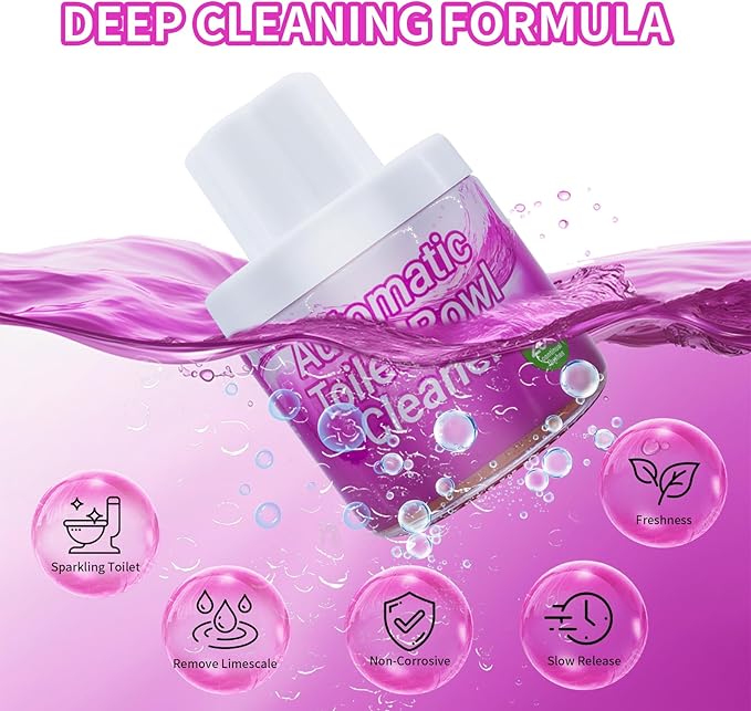 Toilet Bowl Cleaners, Toilet Cleaner, Automatic Long Lasting Continuous Toilet Bowl Cleaner, Prevent Stain Build Up Deep Clean, Each Pack for About 3 Months' Supply, Pink