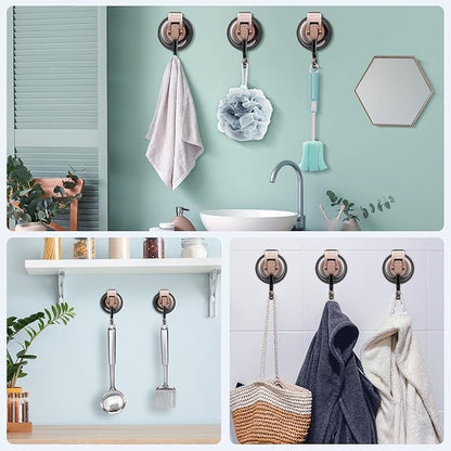 Heavy Duty Vacuum Suction Cup Hooks (2Pack) for Shower,Glass Window,Kitchen&Bathroom&Restroom Organization,Red Bronze