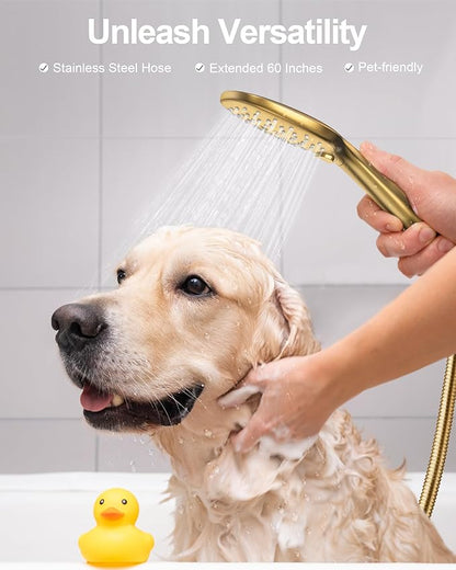 Double Handle High Pressure 3 Spray Shower Faucet Set with Valve 10 Inch Wall Mount Brushed Gold
