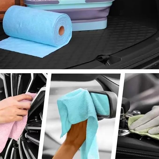 Microfiber Cleaning Cloths Roll – 50 Pack | Tear-Away Towels – Reusable| Ultra Absorbent| Washable Rags for Kitchen| House, Car, Garage | Eco-Friendly Microfiber Cleaning Supplies (Pink)
