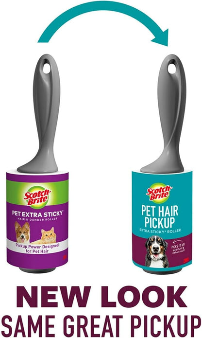 Scotch-Brite Pet Hair Pickup Extra Sticky Lint Roller, Used for Removing Fur on Couches, Clothes, and More, 95 Sheets