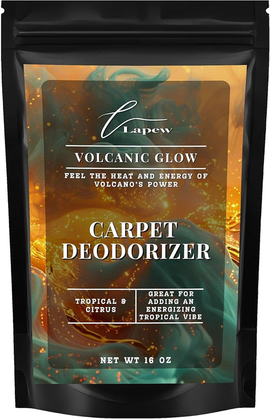 Lapew Volcanic Glow Carpet Deodorizer Powder - Pet Safe Freshener for Vacuuming | Scented Odor Eliminator for Home | 16 oz