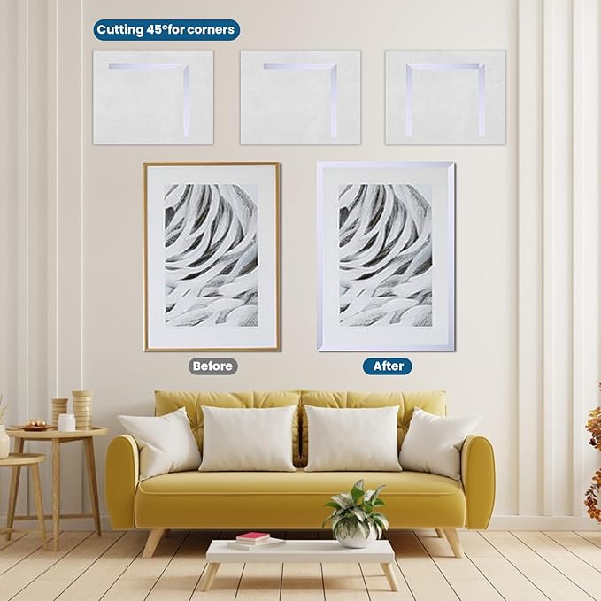Peel and Stick Molding Trim Waterproof Mirror Tape Border Flexible Wall Trim Molding Self Adhesive for Home Decoration Wall Protection(32.8 Ft)