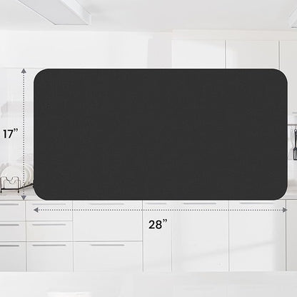 WISELIFE Dish Drying Mat Super Absorbent Drying Mat Large Dish Drying Mats for Kitchen Counter Easy Clean Dish Mat Kitchen Drying Mat18"x 28" Classic Black