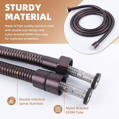 Angle Simple Handheld Shower Hose Replacement G 1/2 Thread Type, Stainless Steel Flexible Shower Head Hose Extra Long, 79 Inches, Oil Rubbed Bronze