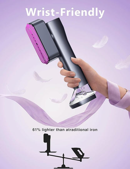 Steamer for Clothes,Portable Handheld Garment Steamer, 200ml Capacity,1000W 15s Fast Heat-UP, Leak-Proof Fabric Quick Wrinkle Remover Ceramic Panel, 2-in-1 Dry & Wet Iron for Home and Travel -Purple
