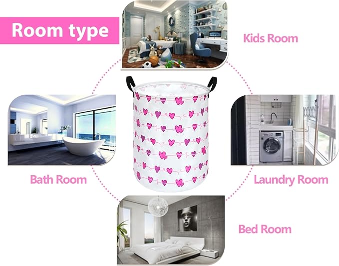 Round Laundry Hamper Storage Basket Bins Clothes Nursery Hamper for Home, Gift Storage Bins with Handles