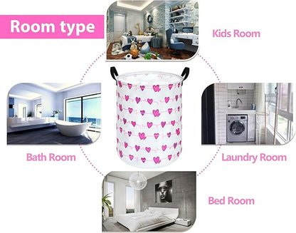 Round Laundry Hamper Storage Basket Bins Clothes Nursery Hamper for Home, Gift Storage Bins with Handles