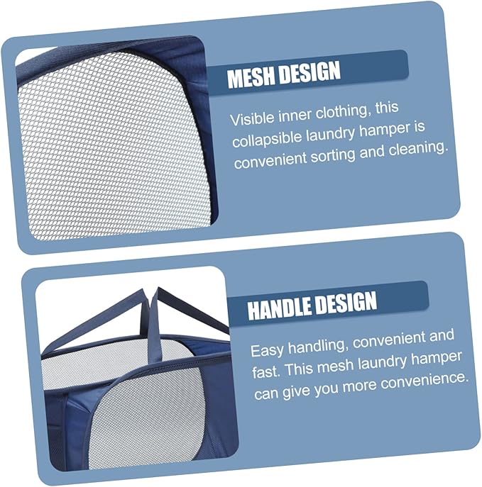 Cabilock Large Foldable Laundry Hamper Basket with Handles Collapsible Mesh Clothes Storage Bin for Bedroom Bathroom Nursery and Laundry Smooth Surface Portable Organizer for Clothes