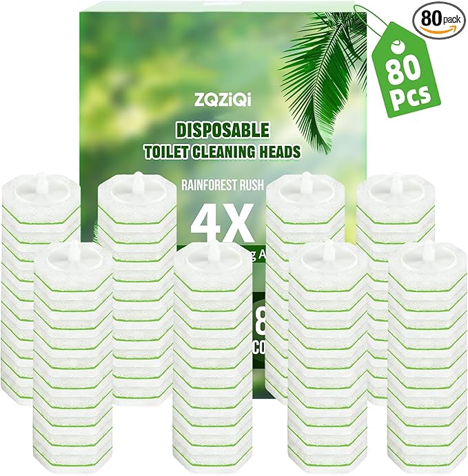 80 Count Toilet Wand Refills for Clorox, Disposable Toilet Brush for Clorox ToiletWand Cleaning System, Upgrade Toilet Bowl Cleaner Refill Pads for Closestool Cleaning,No Falling Apart,Rainforest Rush