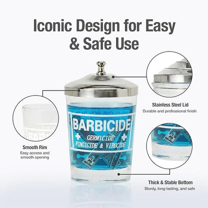 BARBICIDE Disinfectant Jar and Concentrate Starter Kit (4 Oz Jar + 16 Fl Oz)– Professional Salon, Spa & Barber Tool Sanitizing Kit