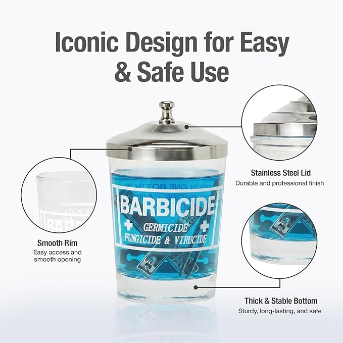 BARBICIDE Disinfecting Jar and Concentrate Starter Set (4 Oz Jar + 64 Fl Oz)– Professional Salon, Spa & Barber Tool Sanitizing Kit