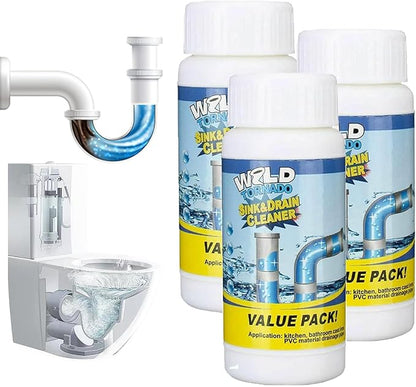 Sink and Drain Cleaner for Kitchen Bathroom Washroon, Powerful Drain Clog Remover, Effective Sterilization and Deodorization (3 Pcs)