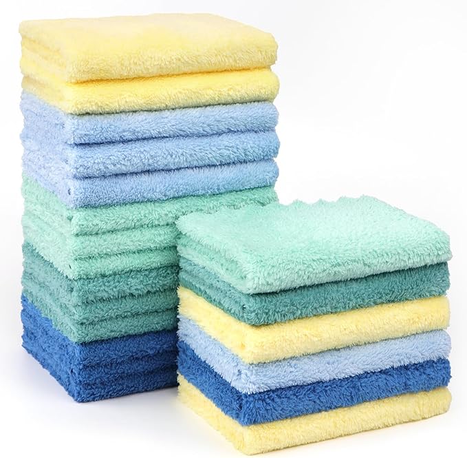 AIDEA Kitchen Towels, 20 Pack Absorbent Dish Towels, Coral Fleece Reusable Dish Cloths, Microfiber Cleaning Cloths, 11" x11"