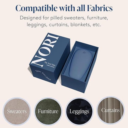 Nori Trim Fabric Shaver - Lint Remover for Clothes & Furniture Couch Pilling - Sweater Pill Remover - Clothes Shaver with 6 Precision Blades - Wireless and Rechargeable - Navy