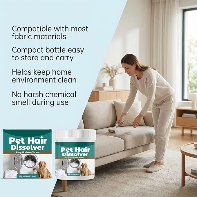 Pet Hair Dissolver Safe – compact sturdy Gentle Deep Cleaning Multipurpose, premium, Dissolving Agent Dog &, Cat Remover, Clothes Odor | Clothes Odor Stain Laundry Washer sleek