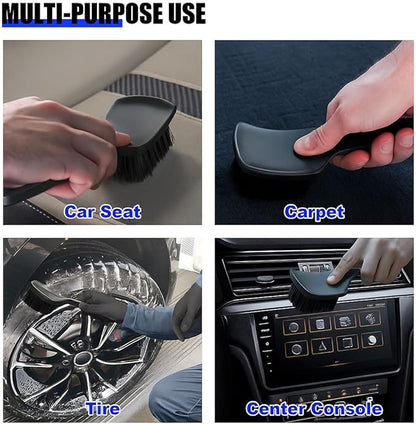8.3×2.5 Inch Carpet Cleaning Brush, Scrub Brush for Floor Mats, Car Wheel Hub Cleaning Brush for Car Interior and Home, Car Wash Brush Automotive Tire Brush with Soft Bristle Short Handle