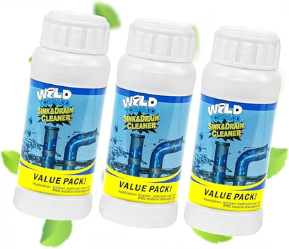 Drain Cleaner Powder, Wild Tornado Sink and Drain Cleaner Powerful Pipeline Dredging Agent, Kitchen Unblocker, Powder for Kitchen Toilet（3Pcs）