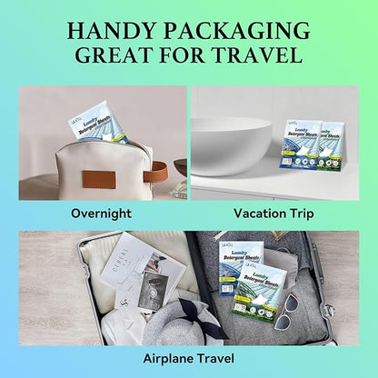 YUCO Travel Size Laundry Detergent Sheets 2 Pack of 5 Sheet, Envelope Pouch Travel Pack, for Clothing Deep Cleaning Grament Freshening, Hypoallergenic, Each 5 Sheets, Ocean and Mountain