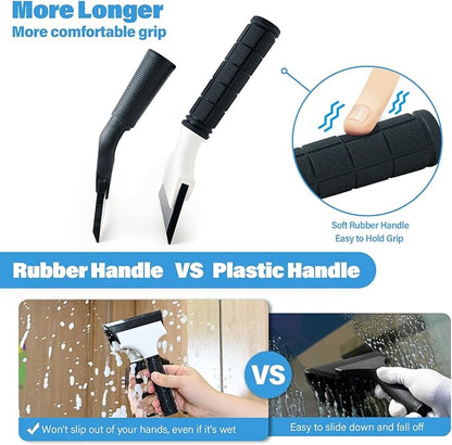 Gomake 2PCS Small Rubber Squeegee Ice Scraper Window Shower Squeegee,Auto Water Blade Squeegee for Shower Glass Door,Car Windshield, Window, Mirror, Bathroom,Countertop Cleaning (Black)