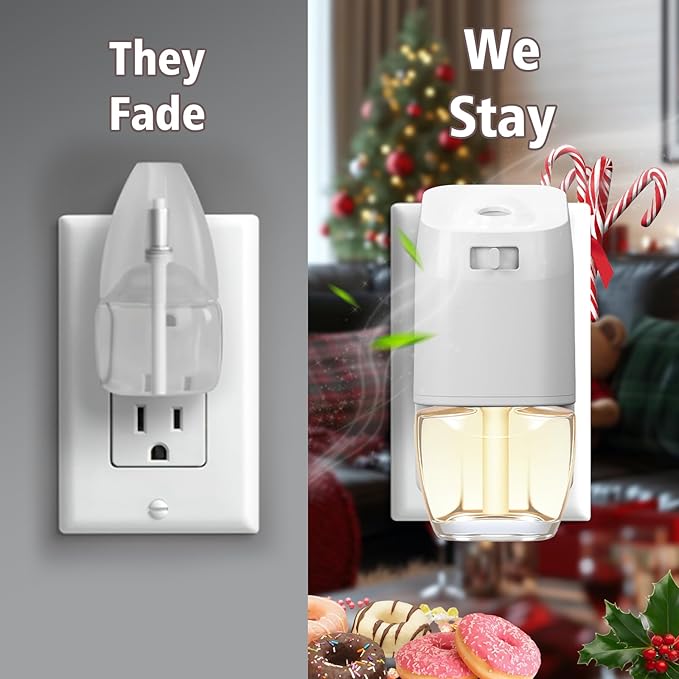 Plug-In Air Freshener Refills 12 Pack - Holiday Scents with Sweet Home, Frosted Donut, Mistletoe, Candy Canes - Wall Plug in Refills 7.92 Fl Oz - Compatible with Air Wick & Glade, Not for Glade Plus