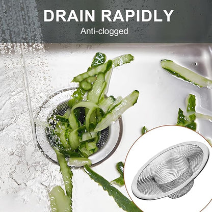 2pcs Heavy Duty Stainless Steel Slop Basket Filter Trap, 2.75" Top / 1" Mesh Metal Sink Strainer Shower Drain Hair Catcher for Kitchen Bathroom Bathtub Wash Basin Floor Balcony Drain Hole, Utility