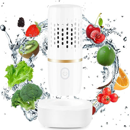 Cudinham Fruit and Vegetable Purifier Cleaner Washing Machine Capsule Shape Disinfection OH-ion Purification Technology for Cleaning Grains Rice Meat Seafood, White