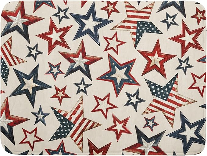 Flag Stars Stripes Patriotic 4th of July Dish Drying Pad 18 x 24 Inch With Absorbent Reversible MicrofiberAmerican Memorial Day Drying Mats Dish Drainer Mat Fast Dry For Kitchen Dining Room