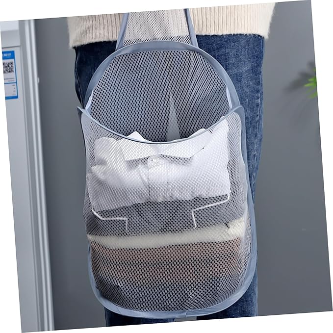2pcs Folding Laundry Hanging Basket Wall-mounted Organizer for Dirty Clothes Toys and Sundries Lightweight and Breathable Storage