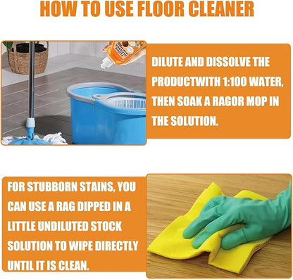 Floor Cleaner, Powerful Decontamination Floor Cleaner, Orange Floor Cleaner, Multipurpose Floor Cleaner Liquid for Wood Floor, Ceramic Tile (1PC)