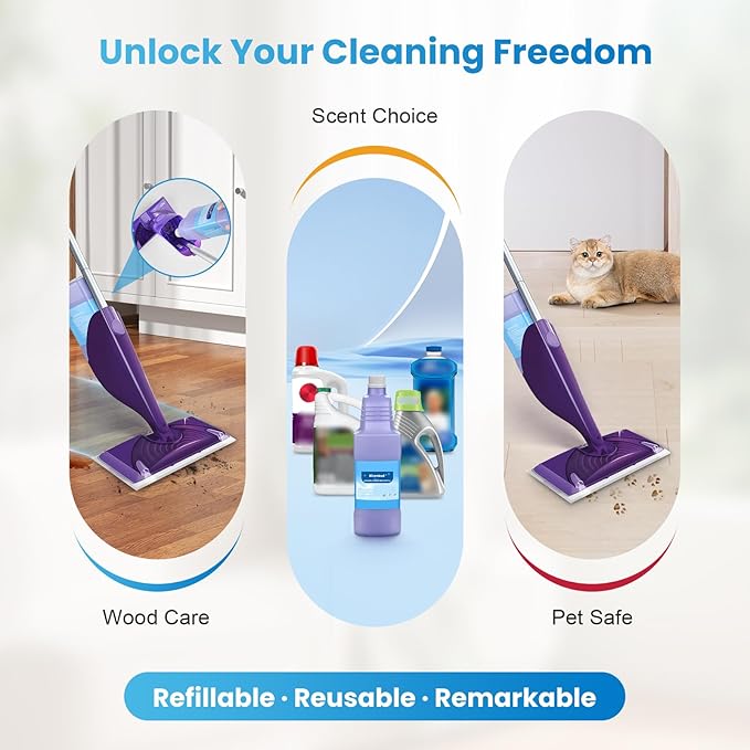 Bisenkud Refillable Bottle for Swiffer® Wet Jet™ Mop - 1250ml /42.3 FL OZ - Leak-Proof HDPE Solution Bottle, Empty，Not for Power mop