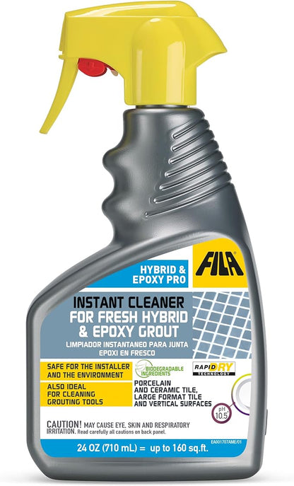FILA Surface Care Solutions, HYBRID & EPOXY PRO, Instant Cleaner for Fresh Epoxy Grout residues, Grout Cleaner to use during Installation, Clean your Epoxy Floor Kit Tools after Epoxy Flooring, 24oz.