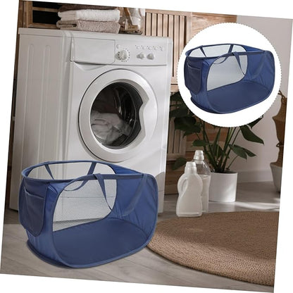 Alipis Large Foldable Mesh Laundry Basket Portable Collapsible Laundry Hamper with Wire Frame for Home Dorm Outdoor Use Space Saving Clothes Storage Organizer
