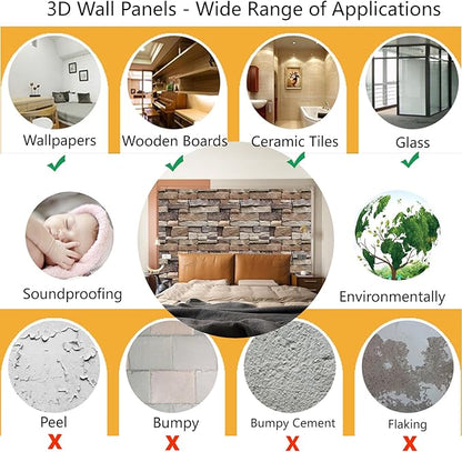 10PCS 3D Wall Panels Peel and Stick, 3D Brick Wallpaper Peel and Stick PVC Stone Wall Panels Self-Adhesive Waterproof Wallpaper for Living Room,Interior Lobby Bedroom Hotel Office Decor