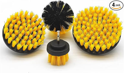 ZIMISI 4PCS Drill Brush Attachment Set, Mult-Purpose Car Wash Brush, Rotary Detailing Brush Set, Car Carpet Cleaner Brushes for Wheel, Grout, Shower, Bathroom, Floor (Yellow)
