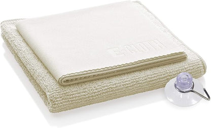 E-Cloth Microfiber Cloth Shower Cleaning Kit - Reusable Microfiber Cleaning Cloths, Glass Cleaner for Showers and Bathrooms, Set with Shower Rag, Glass Polishing Cloth, Hook - 1 Pack