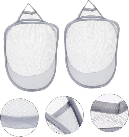 GLEAVI 2pcs Folding Wall Laundry Baskets Collapsible Sundries Organizer Sturdy Mesh Storage Baskets for Household Use Suitable for Dirty Clothes Toys