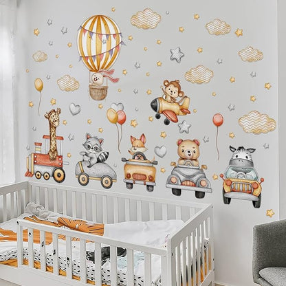 Wall Stickers Decals Kids Peel and Stick Removable for Nursery Kids Bedroom Living Room décor Boys Playroom (Balloon Animal car)